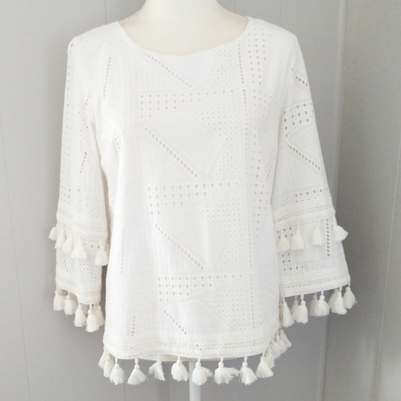 Market & Spruce Tops - Market & Spruce Stitch Fix Embroidery Tassel Top S